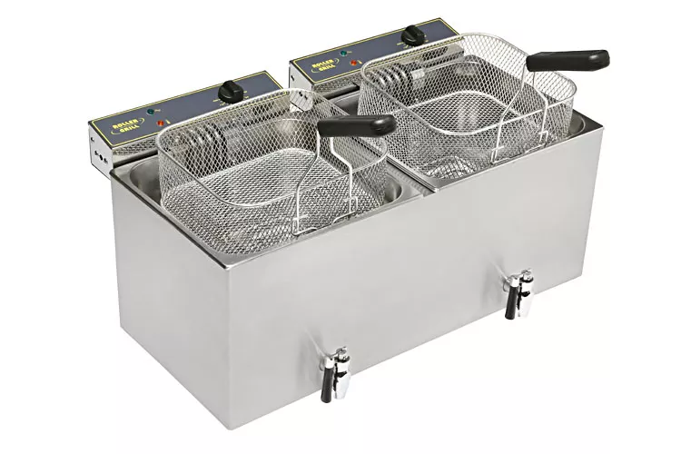 Professional electric fryer – double tank 2 x 12 L with draining system MF 120 DR from Roller Grill